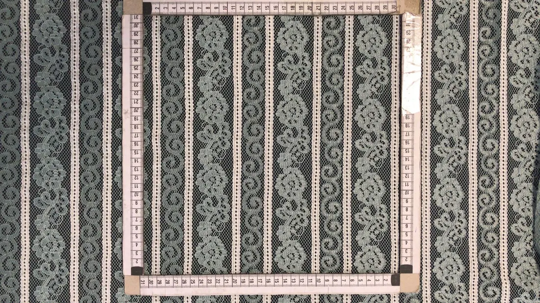 Yeşil Beyaz Kordlu Raşel Dantel, Polyester
