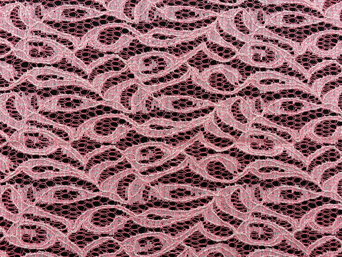 Neon Pembe Yerli Pamuk Polyester Likrasız Dantel