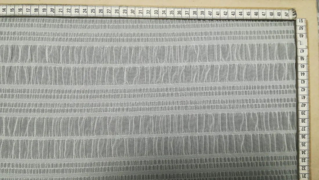 Beyaz Likralı Pliseli Naylon Tül Kumaş, 145 cm