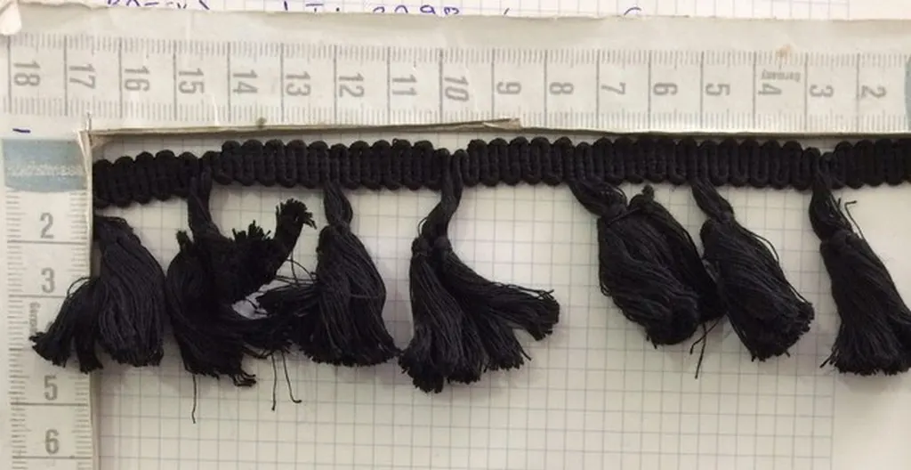 Ham Saçaklı Ponponlu Pamuk Dantel Bant - 4 cm