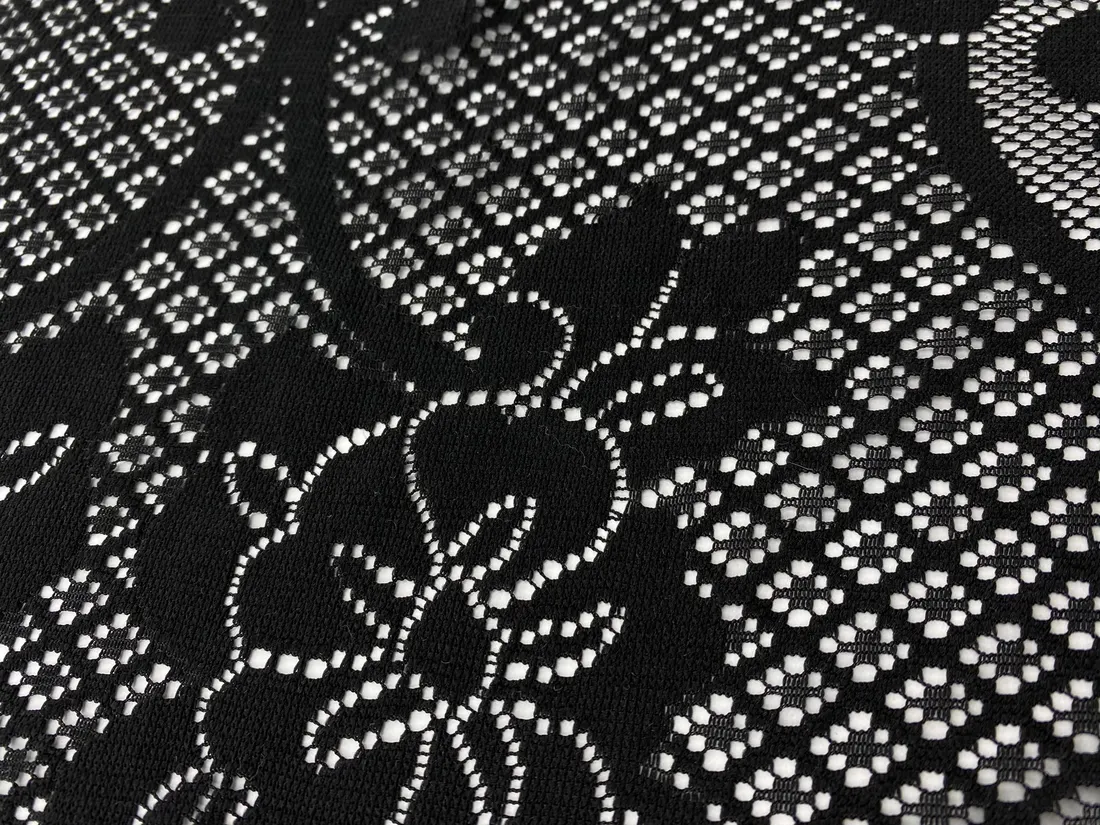 Yerli Üretim Siyah Polyester Dantel
