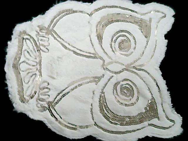 Ekru Peluş Pullu Baykuş Aplik Aksesuar - 2390 Model