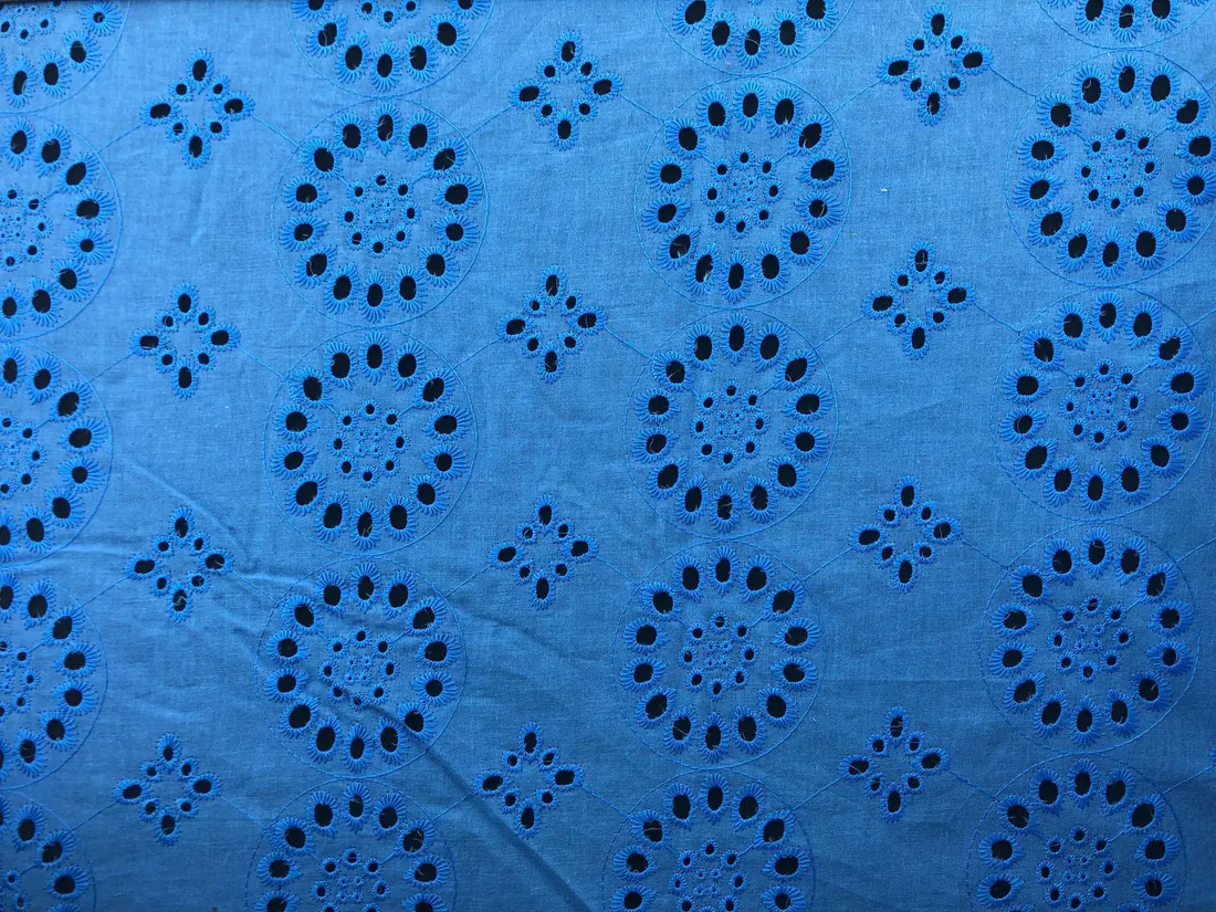 Sky Blue Pamuk Polyester Vual Brode