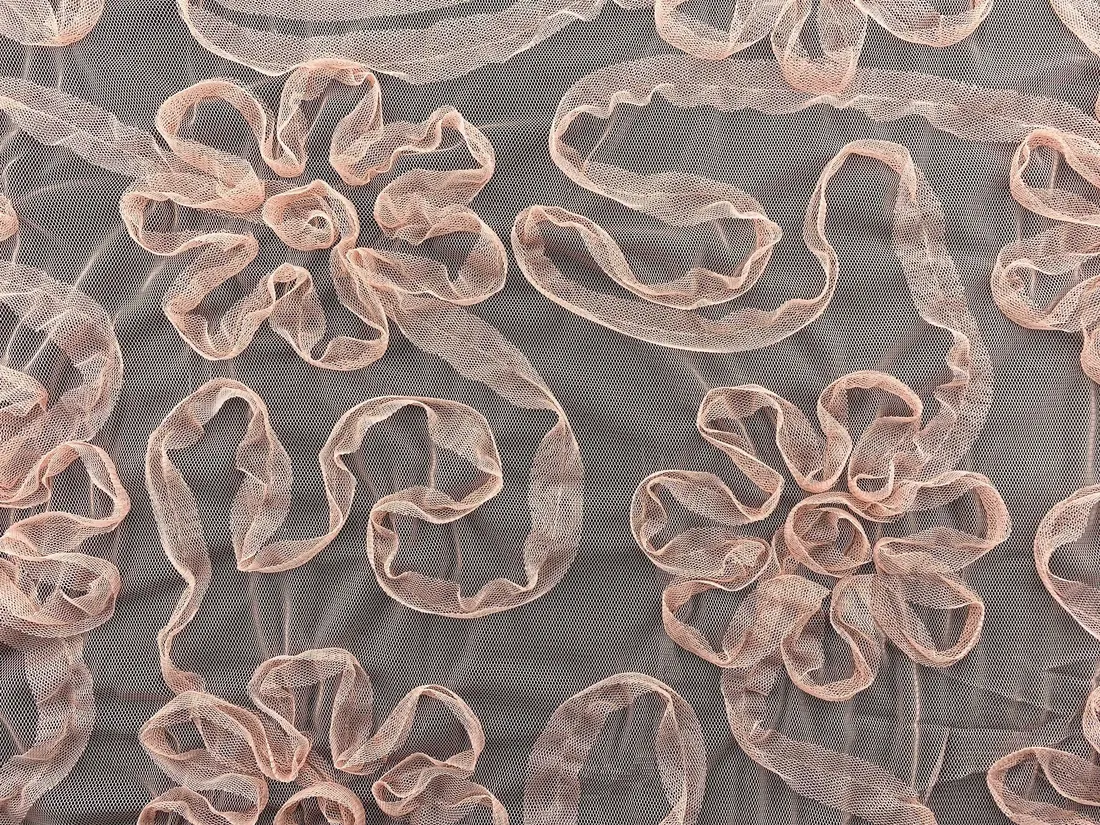 Somon Nakışlı Süzeneli Tül Kumaş - Yerli Polyester, 130 cm (11208)