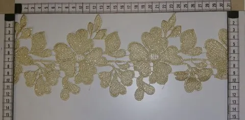 Gold Simli Lurex İşlemeli Güpür Brode Bant, Yerli
