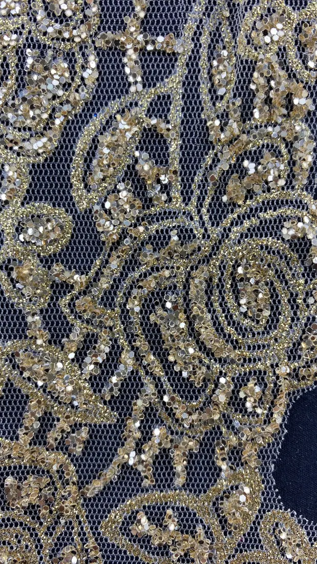 Brode · İthal · Bant · Tül Üzeri · Polyester · Simli · Gold · 9 Cm