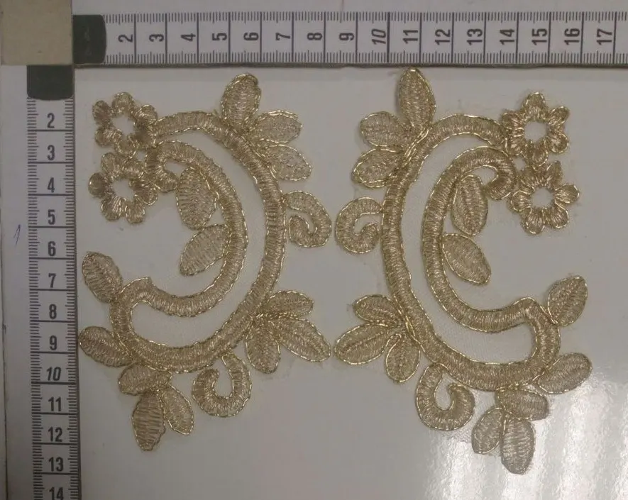 Bordo Gold Simli Aplik Brode, Tül Üzeri