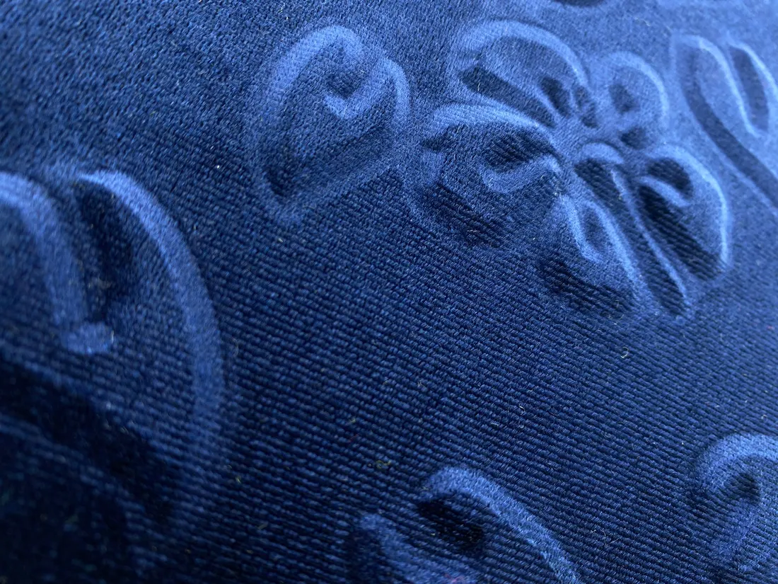 Lacivert 3D Baskılı Kadife Polyester Kumaş