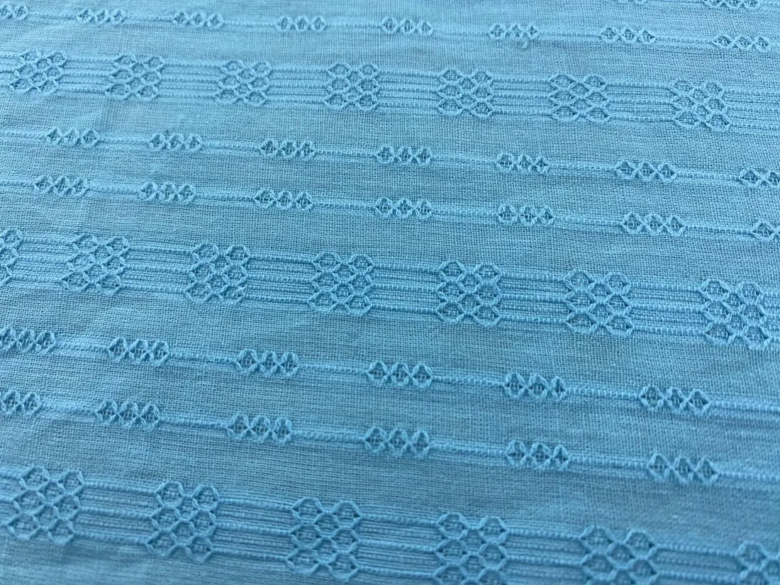 Ocean Blue Armürlü İthal Pamuk Kumaş, 145 cm
