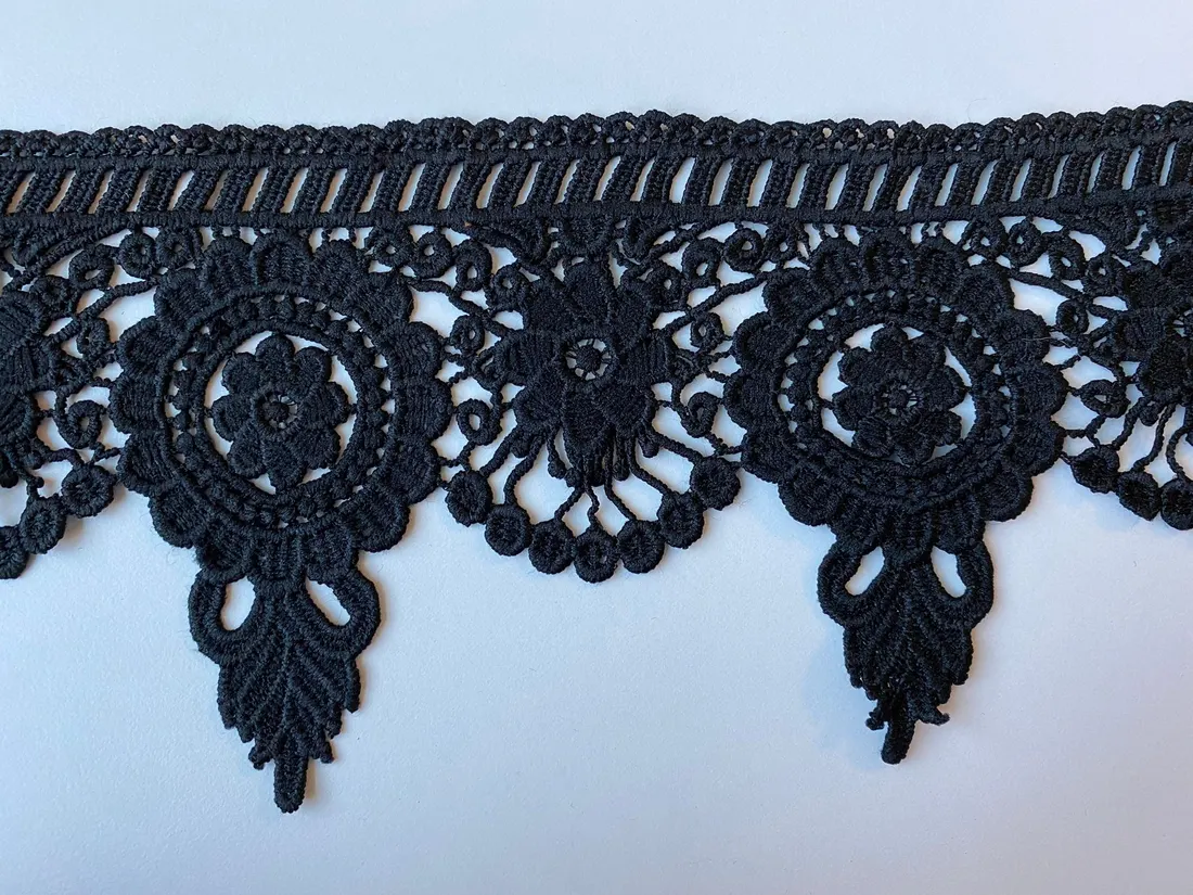 Siyah 11 cm Mat Polyester Güpür Bant