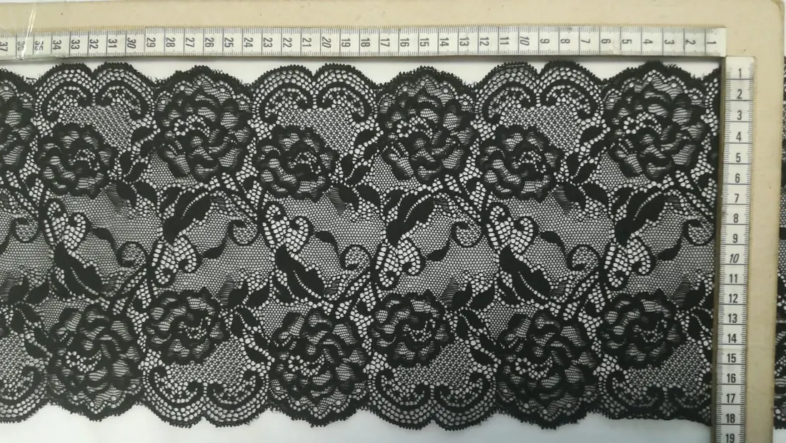Siyah Polyester Yerli Dantel Bant - 17 cm
