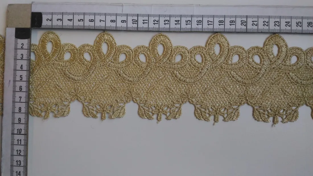 Gold Simli Lurex İşlemeli Yerli Güpür Brode Bant