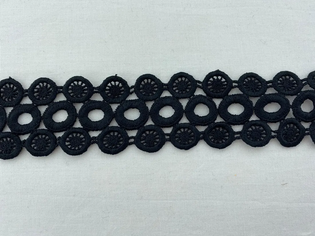 Brode İthal Güpür Mat Polyester Siyah 4 CM