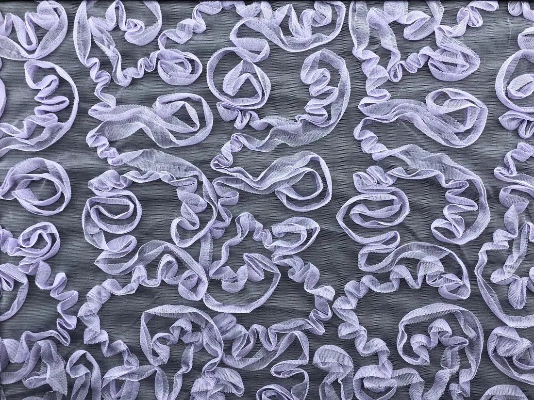 Lila Süzeneli Polyester Tül Kumaş - 125 cm Yerli Üretim