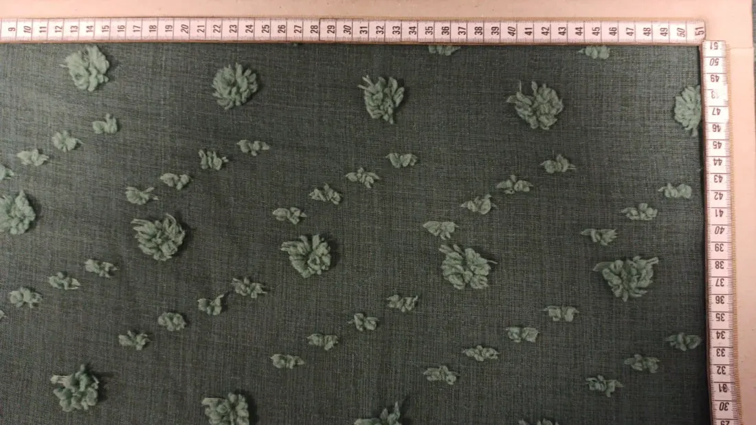 İndigo Ponponlu Dokuma Kumaş - Yerli Polyester (11380)