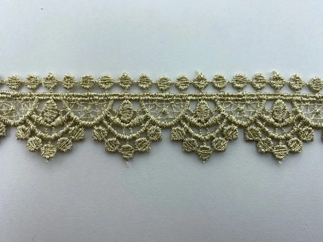Gold Simli Mat Polyester Güpür Bant, 2.5 cm
