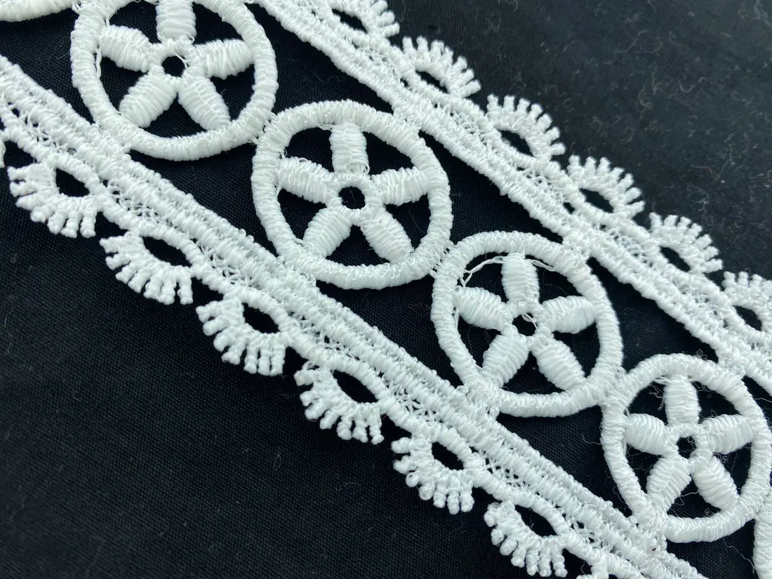 Mat Polyester Güpür Brode Bant, 5 cm