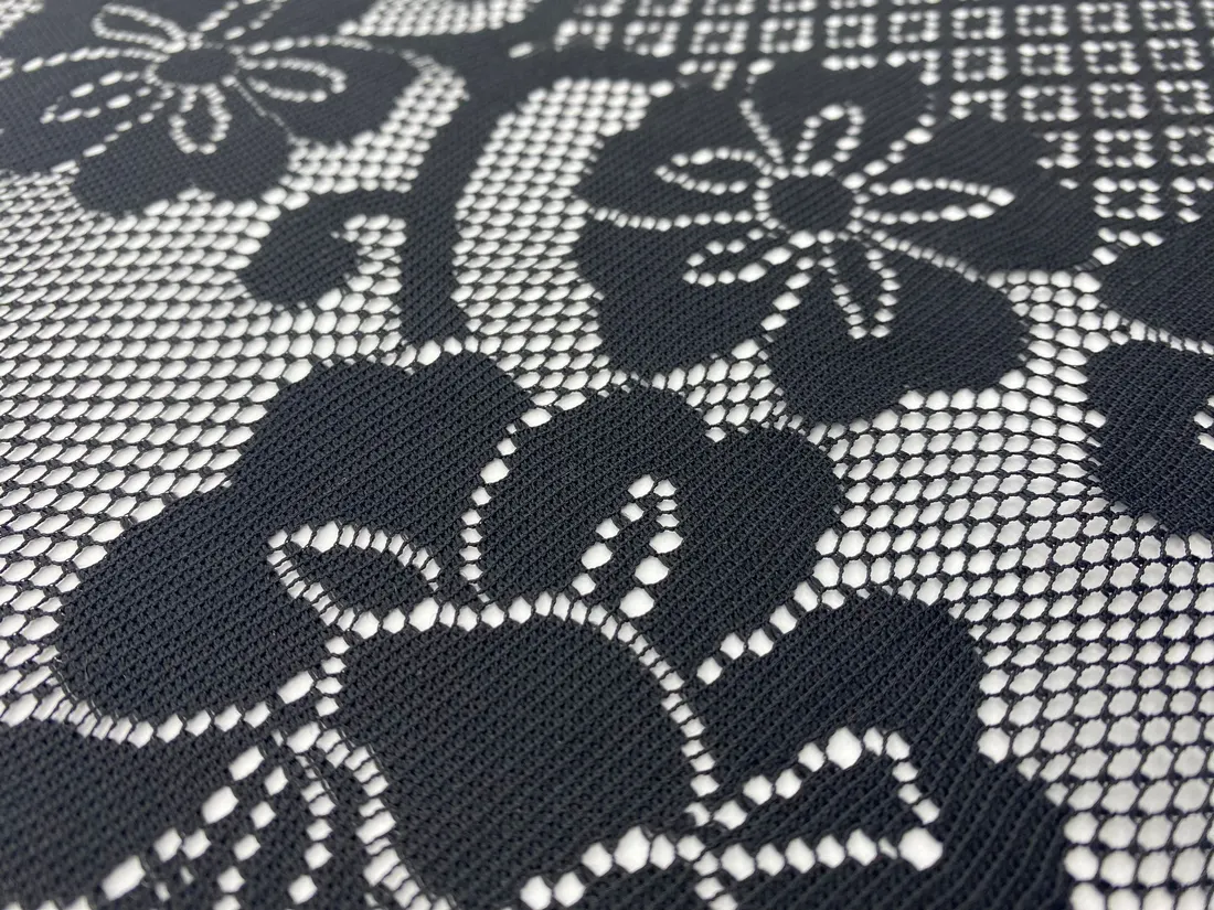 Yerli Üretim Siyah Polyester Dantel