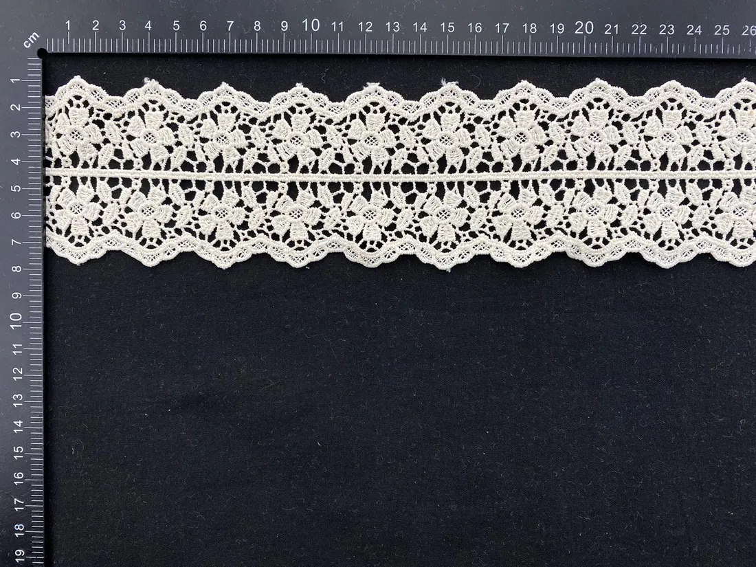 Bej Mat Polyester Brode Bant - 6,5 cm