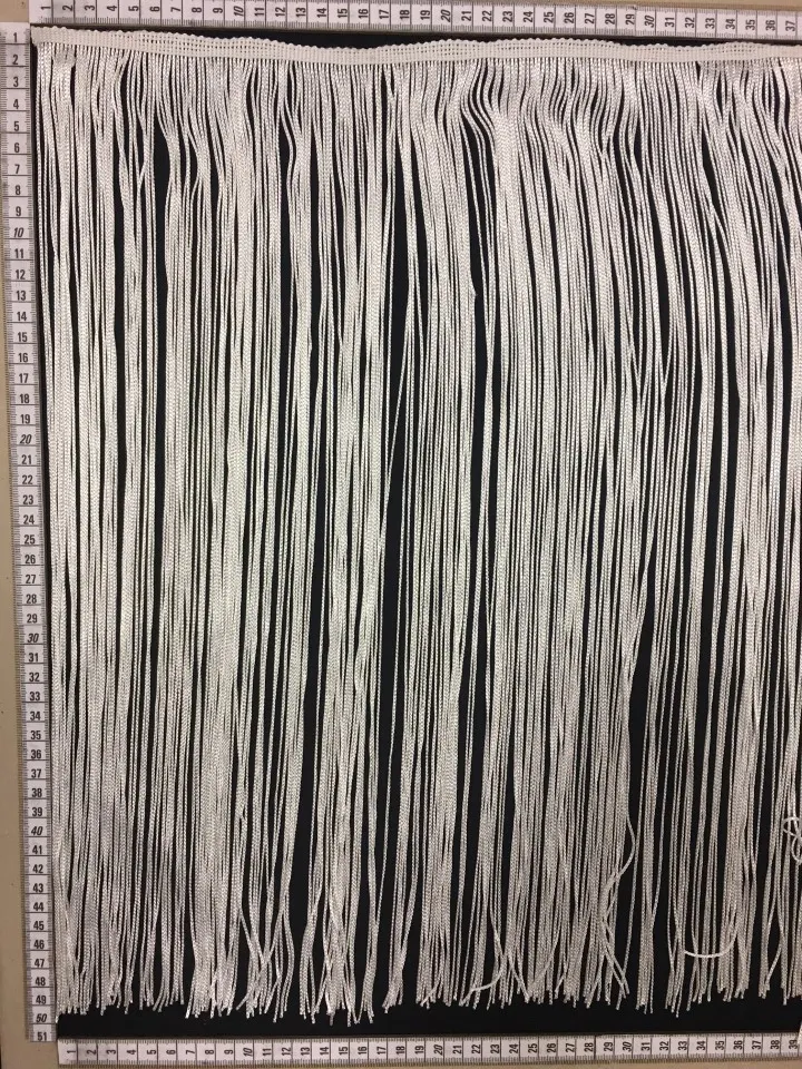 · Saçak · Polyester · Altı Kesik · Siyah İpe Gümüş Simli · 50 Cm