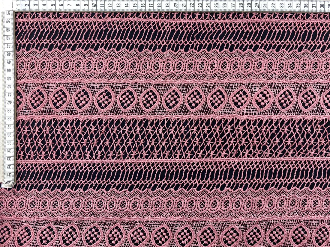 Dull Pink Mat Polyester Güpür Yerli Brode Bant - 34 cm