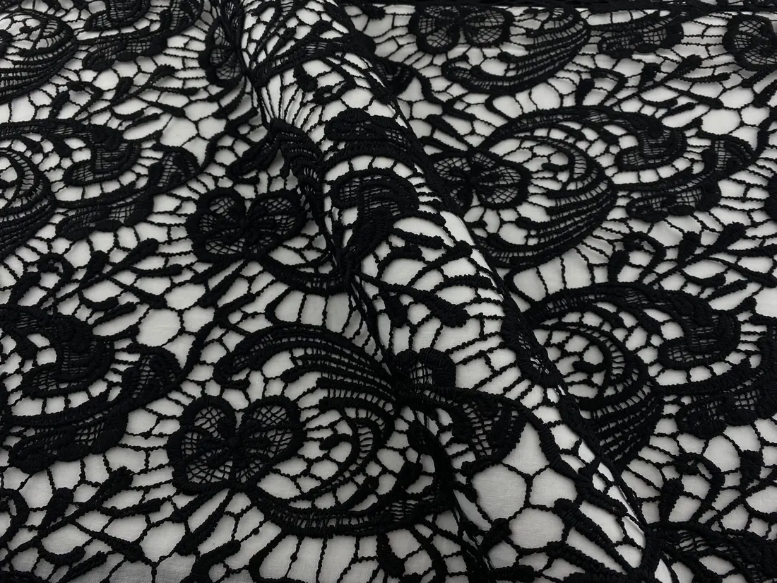 Siyah Mat Polyester Brode, 125 cm