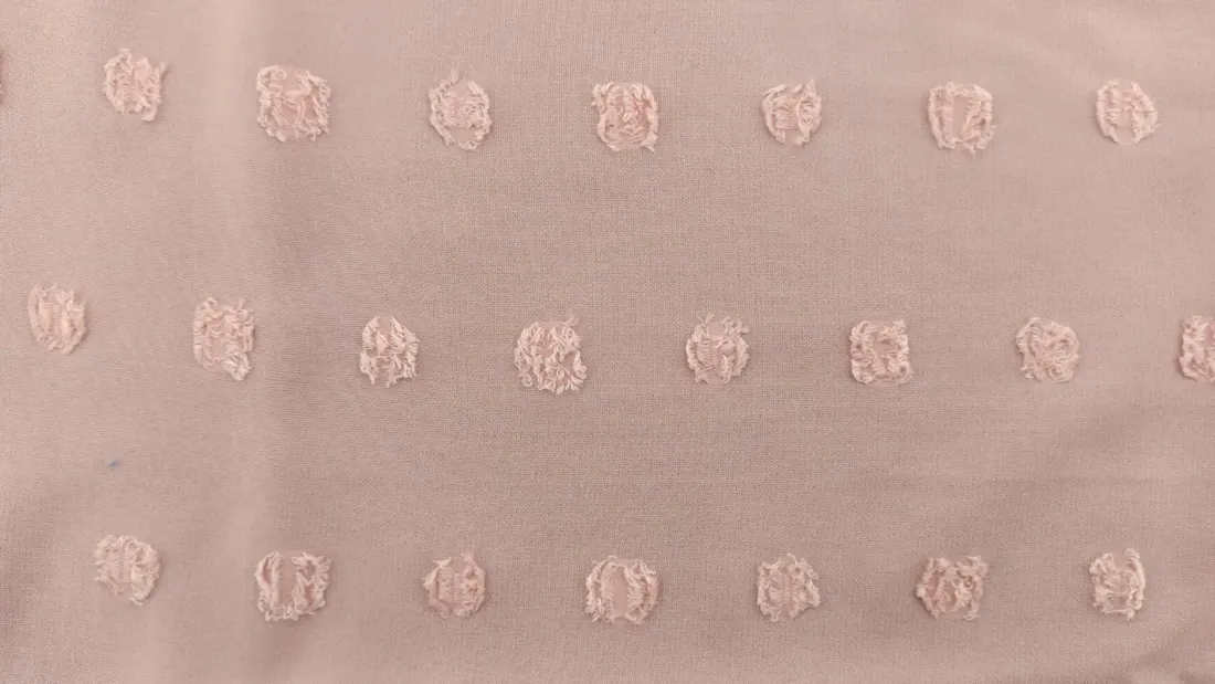 Somon Puanlı Şifon Kumaş - Polyester, Yerli Üretim (10316)