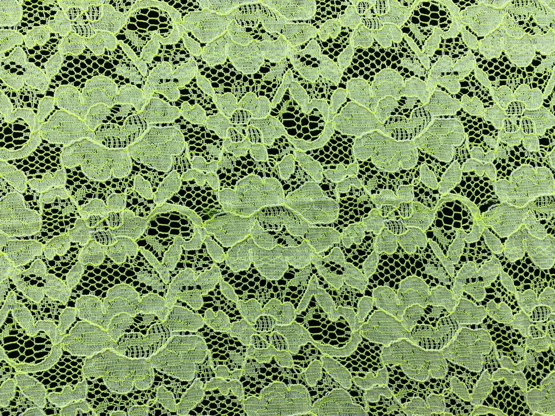 Neon Sarı Pamuk Polyester Dantel