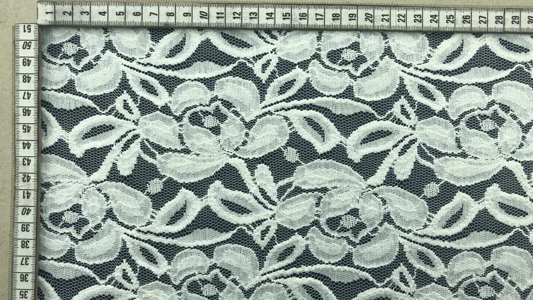 Kabartmalı Pamuk Naylon Dantel, Ham, 155 cm
