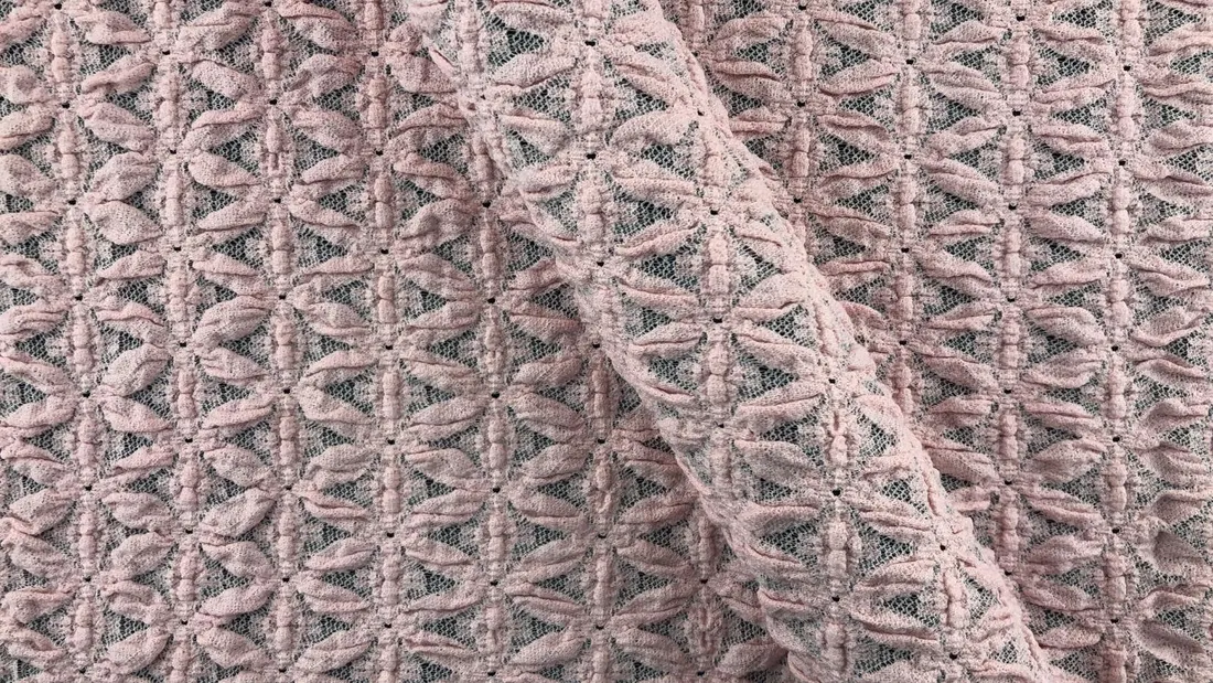 Pembe Pamuk Naylon Likralı Dantel, İthal, 120 cm
