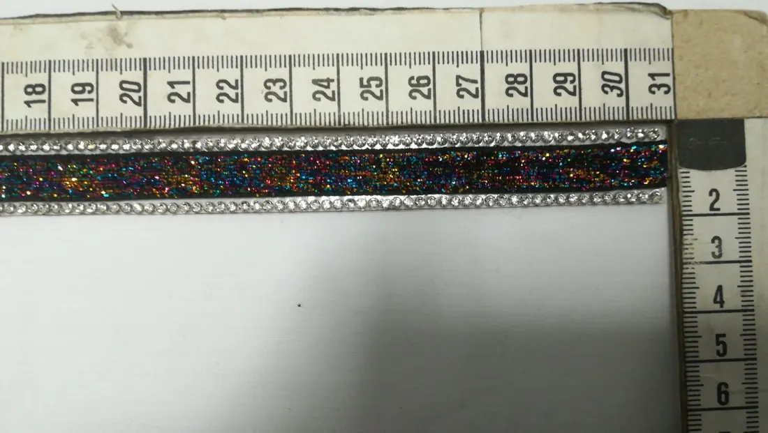 Şerit Yerli Bant Taşlı Kadife Simli Multicolor 1.5 CM