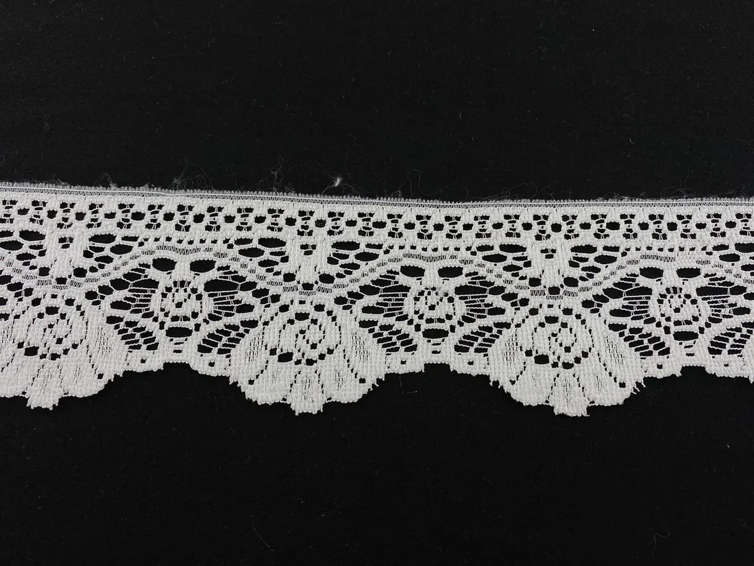 6,5 cm Genişliğinde Ham Güpürümsü Polyester Brode Bant