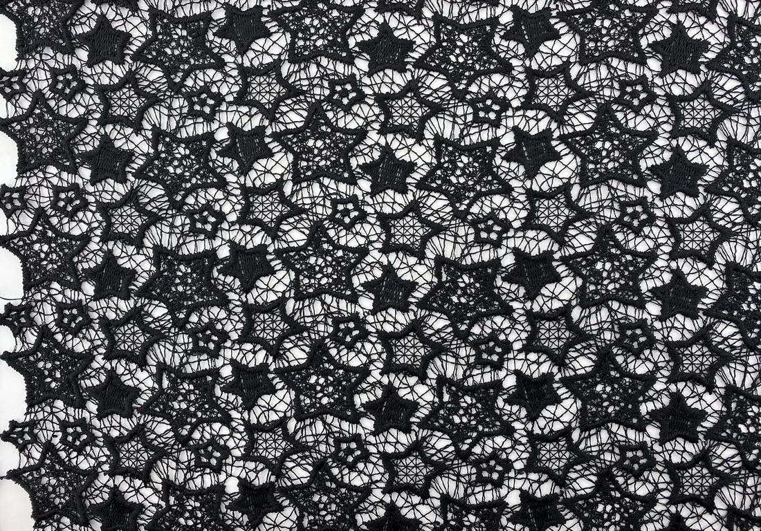 Siyah Güpür Brode - Yerli Polyester, 125 cm (8159)