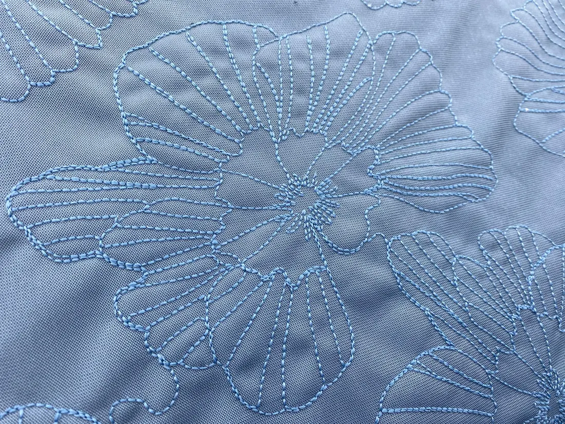 Kumaş · Yerli · Lez · Polyester · Süet · Nakışlı · Mavi · 155 Cm