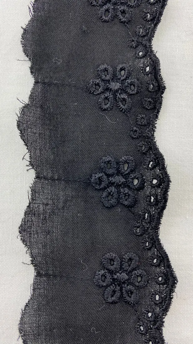 Siyah Bohrerli Mat Polyester Vual Brode Bant, Yerli, 3,5 cm