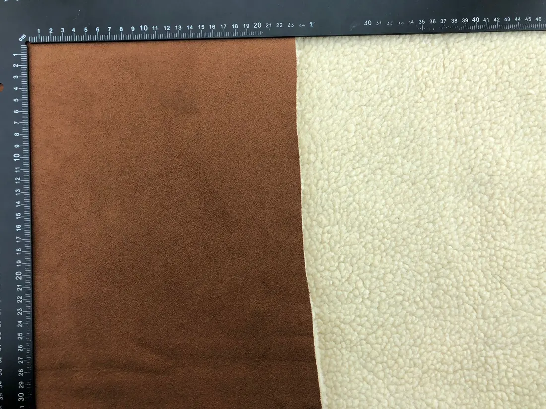 Kahve Süet Krem Kürklü Spandex Kumaş
